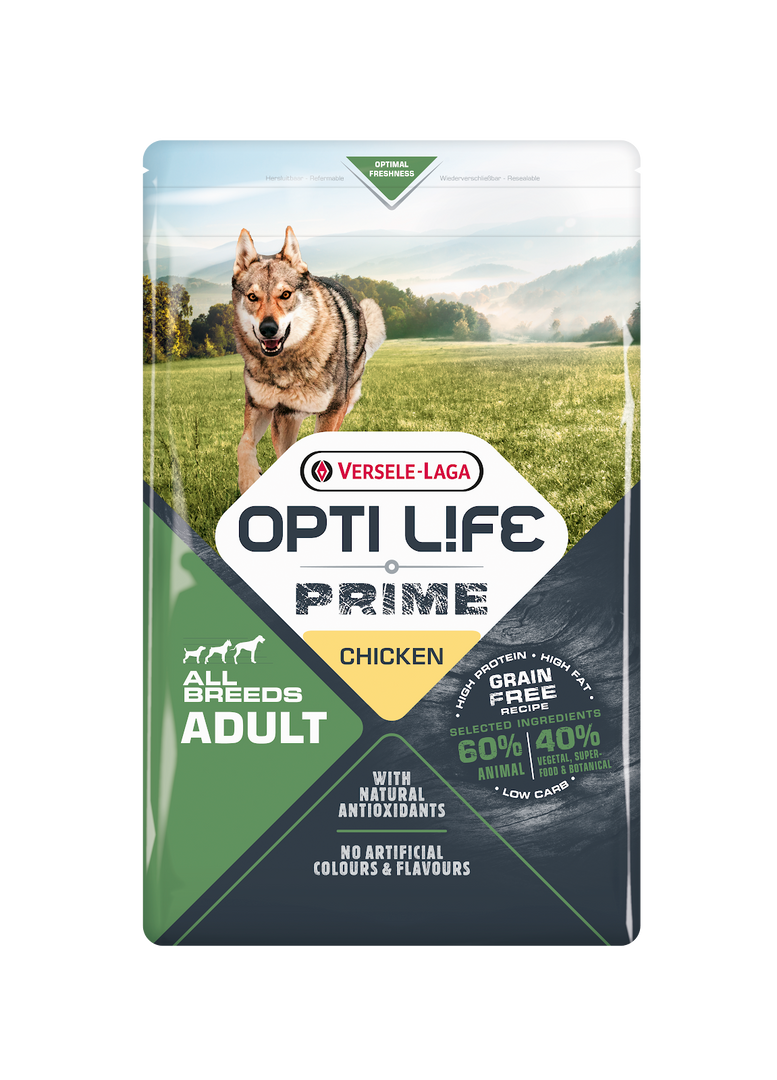 Opti Life Prime - Chien Poulet - Nourriture Sèche Sans Grains pour Chiens