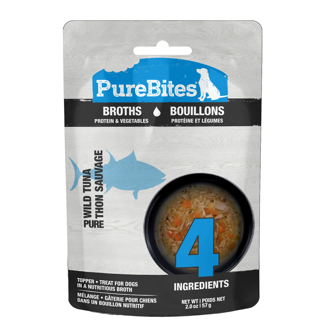Purebites - Chien Thon Sauvage dans un Bouillon de Légumes - Garniture Sans Grains pour Chiens en Pochette