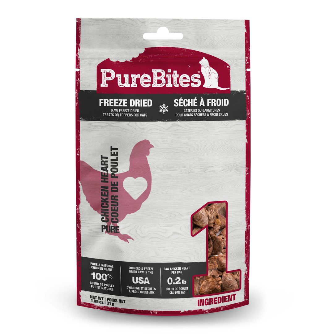 PureBites - Coeur de Poulet - Gâteries ou Garnitures Lyophilisées pour Chats