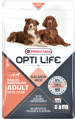 Opti Life - Chien Moyenne et Grande Race Soins de la Peau Saumon - Nourriture Sèche pour Chiens