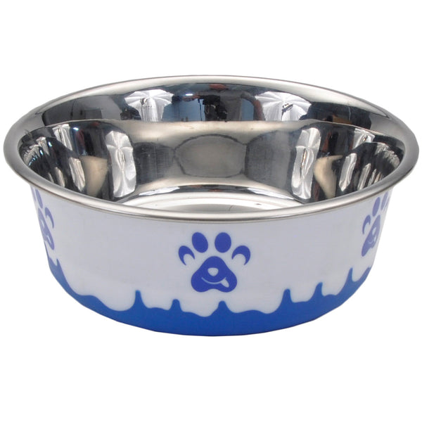 MASLOW Bol Acier Inox 28oz Blanc & Bleu