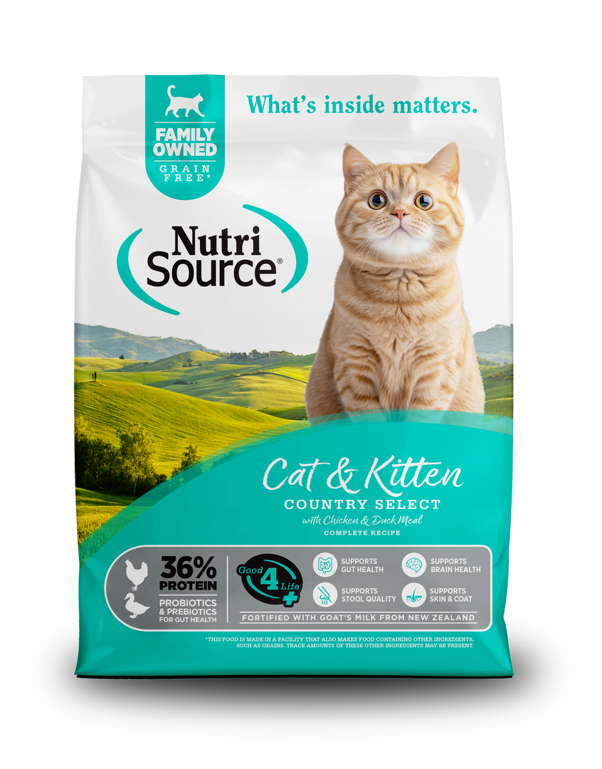 NutriSource - Chat Country Select Poulet et Canard - Nourriture Sèche Sans Grains pour Chats