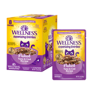 Wellness Appetizing Entrees - Thon Effiloché et Morue - Nourriture Humide Sans Grains pour Chats