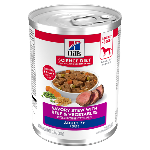 Hill's Science Diet - Ragoût de Boeuf et Légumes - Nourriture Humide pour Chiens Adultes 7+ Ans