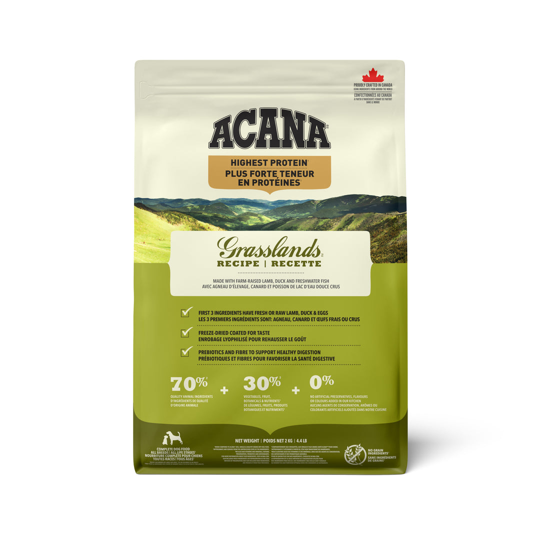 Acana Regionals - Chien Pâturages (Grasslands) - Nourriture Sèche Proteinée Sans Grains pour Chiens