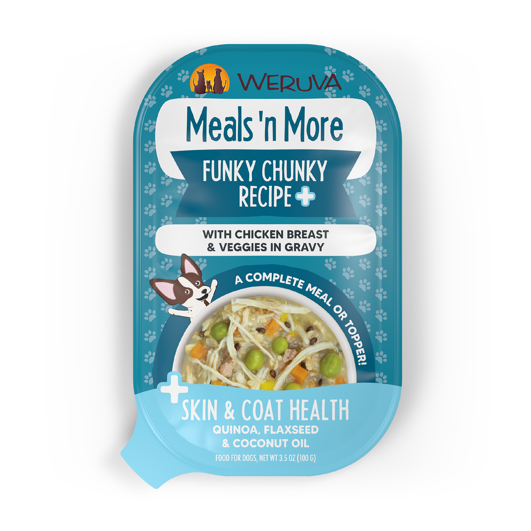 Weruva Meals'N More - Chien "Funky Chunky" Poitrine de Poulet et Légumes en Sauce - Garniture ou Nourriture Humide pour Chiens en Pochette