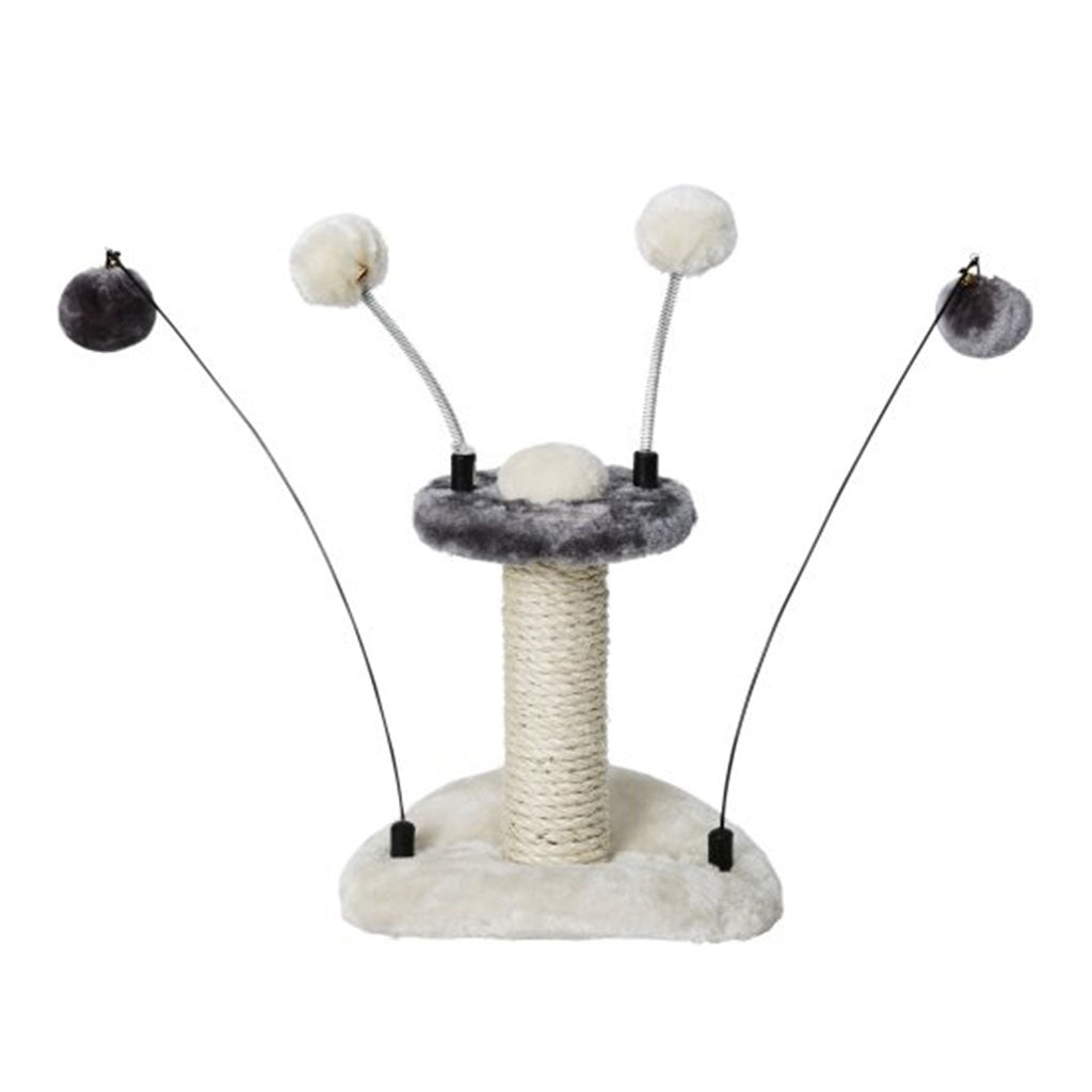 BüD'z - Station de Jeu avec Pompoms et Poteau en Sisal pour Chats, 25 cm