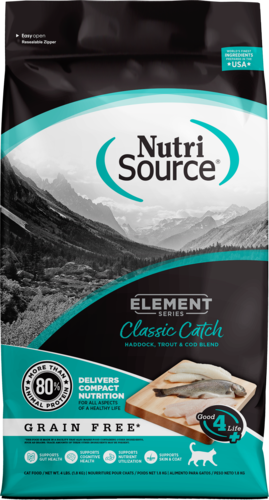 NutriSource Element - Chat Classic Catch Églefin, Truite et Morue - Nourriture Sèche Sans Grains pour Chats