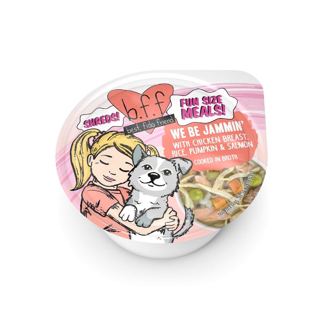 Weruva Best Fido Friend - Chien "We Be Jammin" Poitrine de Poulet, Riz, Citrouille et Saumon en Bouillon - Nourriture Humide Sans Grains pour Chiens
