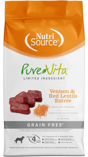 NutriSource PureVita - Chien Venaison et Lentilles - Nourriture Sèche à Ingrédients Limités Sans Grains pour Chiens