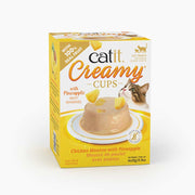 Catit Creamy Cups - Mousse de Poulet avec Ananas - Gâteries en Pâté Humide Sans Grains pour Chats
