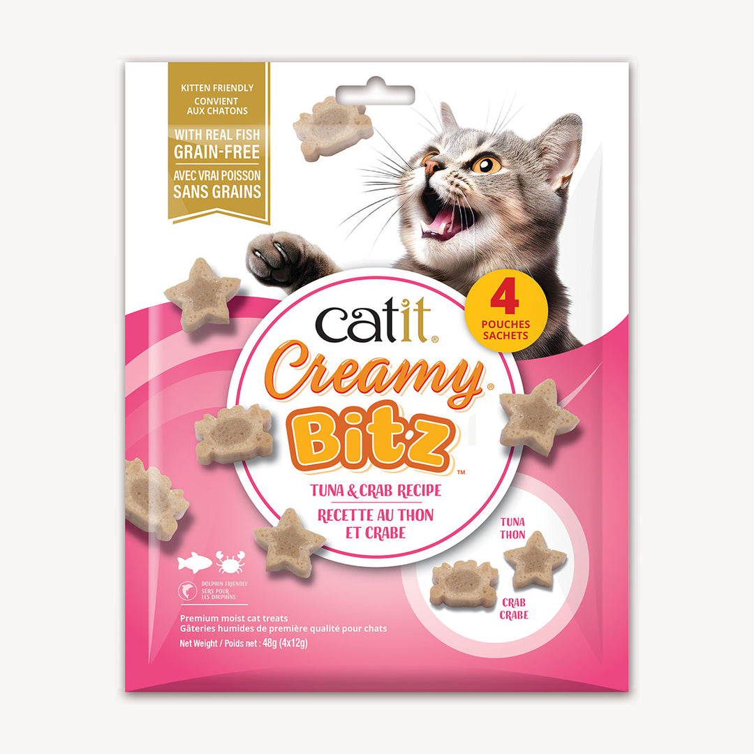 Catit Creamy Bitz - Thon et Crabe - Gâteries à Lécher Sans Grains pour Chats