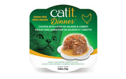 Catit Dinner - Chat Poulet avec Garniture de Saumon et Carottes en Sauce - Nourriture Humide Sans Grains pour Chats