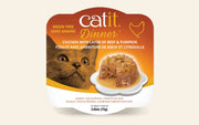 Catit Dinner - Chat Poulet avec Garniture de Boeuf et Citrouille en Sauce - Nourriture Humide Sans Grains pour Chats