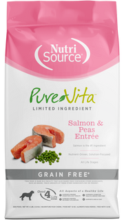 NutriSource PureVita - Chien Saumon et Pois - Nourriture Sèche à Ingrédients Limités Sans Grains pour Chiens