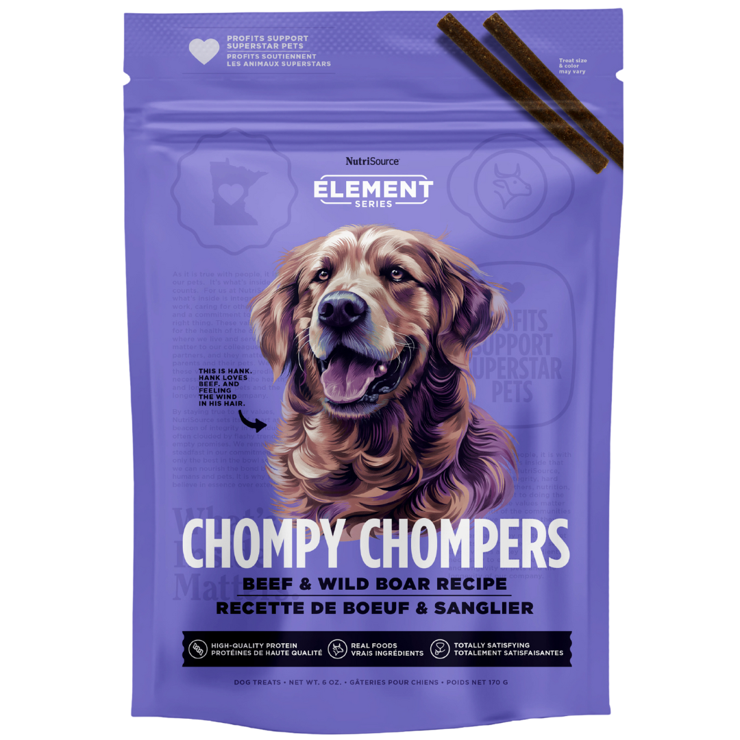 NutriSource Element Chompy Chompers - Boeuf et Sanglier - Gâteries Tendres pour Chiens
