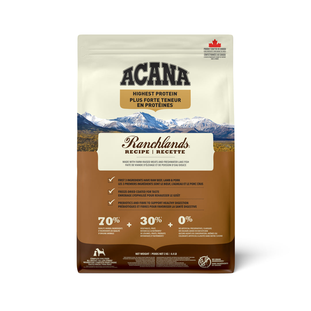Acana Regionals - Chien Terres d'Élevage (Ranchlands) - Nourriture Sèche Proteinée Sans Grains pour Chiens