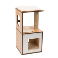 Catit Vesper - Arbre à Chat - Meuble V-Box en Bois de Noyer, Petit (37 x 37 x 72.5 cm)