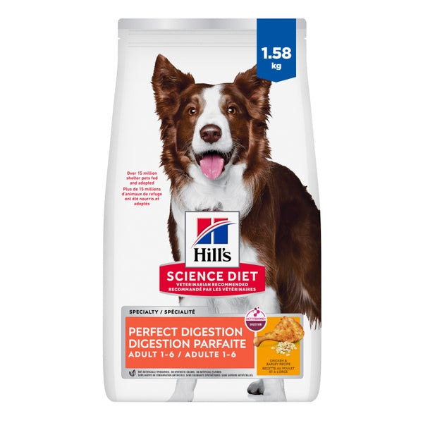 Hill's Science Diet - Digestion Parfaite (Perfect Digestion), Poulet et Orge - Nourriture Sèche pour Chiens Adultes 1-6 Ans