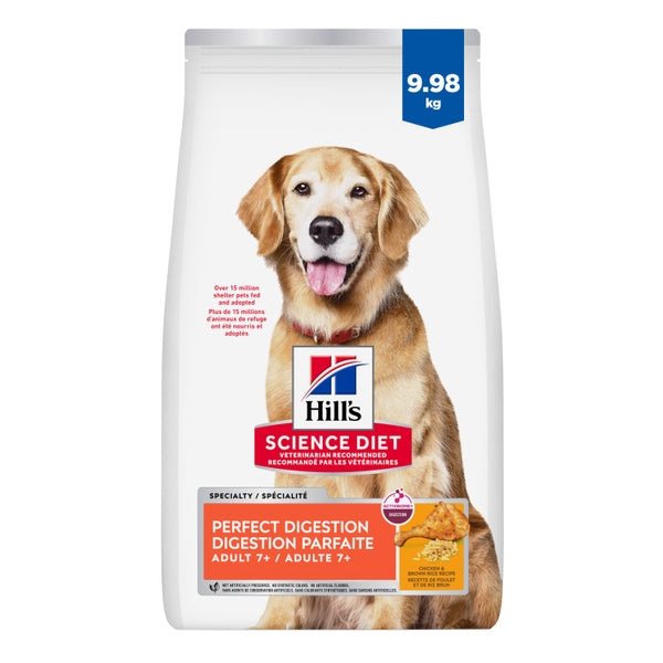 Hill's Science Diet - Digestion Parfaite (Perfect Digestion), Poulet et Riz Brun - Nourriture Sèche pour Chiens Adultes 7+ Ans