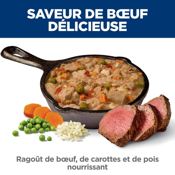 Hill's Science Diet Cuisine Santé - Ragoût de Boeuf, Carottes et Pois - Nourriture Humide pour Chiens Adultes 7+ Ans