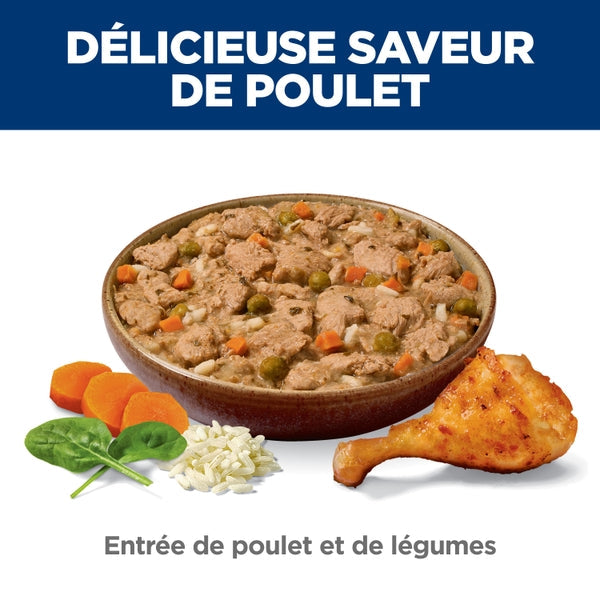 Hill's Science Diet - Estomac et Peau Sensibles - Entrée de Poulet et Légumes - Nourriture Humide pour Chiens Adultes