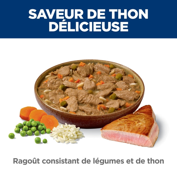 Hill's Science Diet - Chien Adulte Poids Santé et Articulations (Perfect Weight & Joint Support) Ragoût de Légumes et Thon - Nourriture Humide pour Chiens