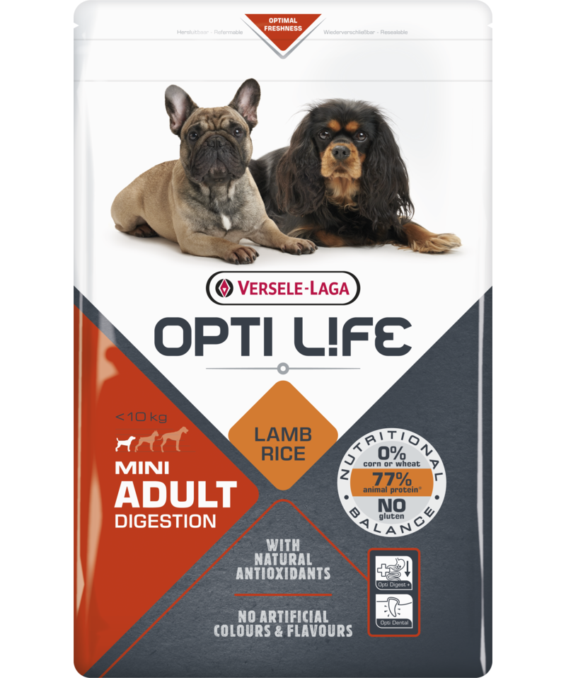 Opti Life - Mini Adulte Digestion, Agneau & Riz - Nourriture Sèche pour Chiens