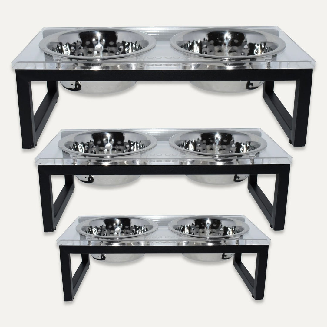 GOO-EEZ Bol Double Inox avec Support en Acrylique S