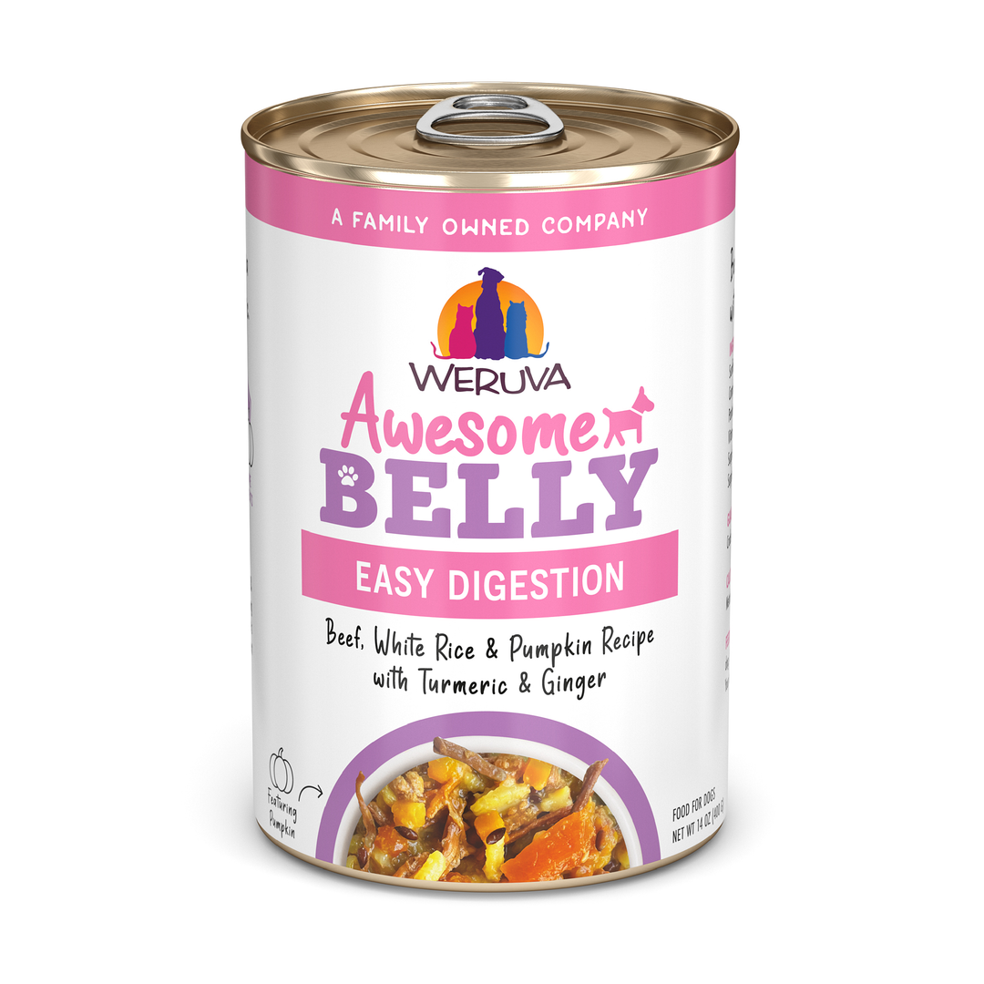 Weruva Functional - Chien "Awesome Belly" Digestion Facile Boeuf, Riz Blanc, Potiron, Curcuma et Gingembre en Bouillon - Nourriture Humide Sans Grains pour Chiens
