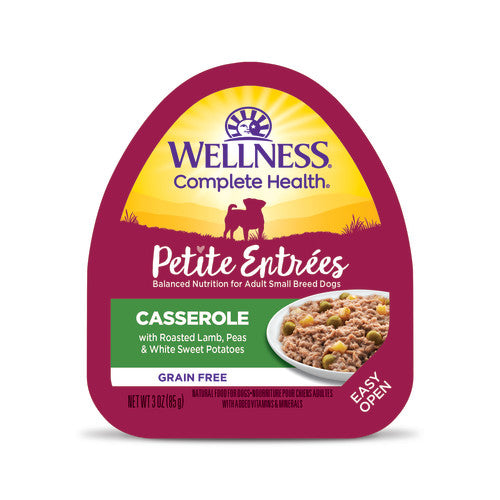 Wellness Petite Entrées - Chien Casserole d’Agneau aux Petits Pois et Patates Douces Blanches - Nourriture Humide Sans Grains pour Chiens