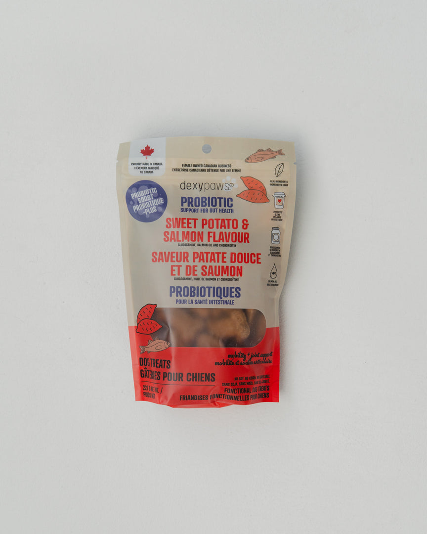 Dexypaws - Probiotique Plus, Patate Douce et Saumon - Gâteries pour Chiens