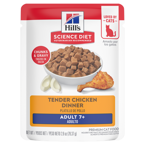 Hill's Science Diet - Chat Senior 7+ Poulet Tendre en Sauce - Nourriture Humide pour Chats en Sachet