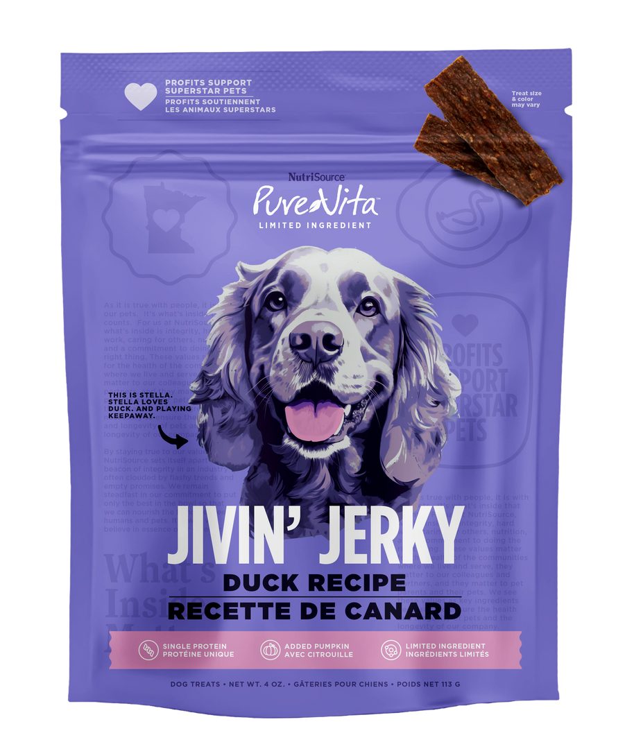 NutriSource PureVita - Jerky de Canard - Gâteries Tendres à Ingrédients Limités pour Chiens