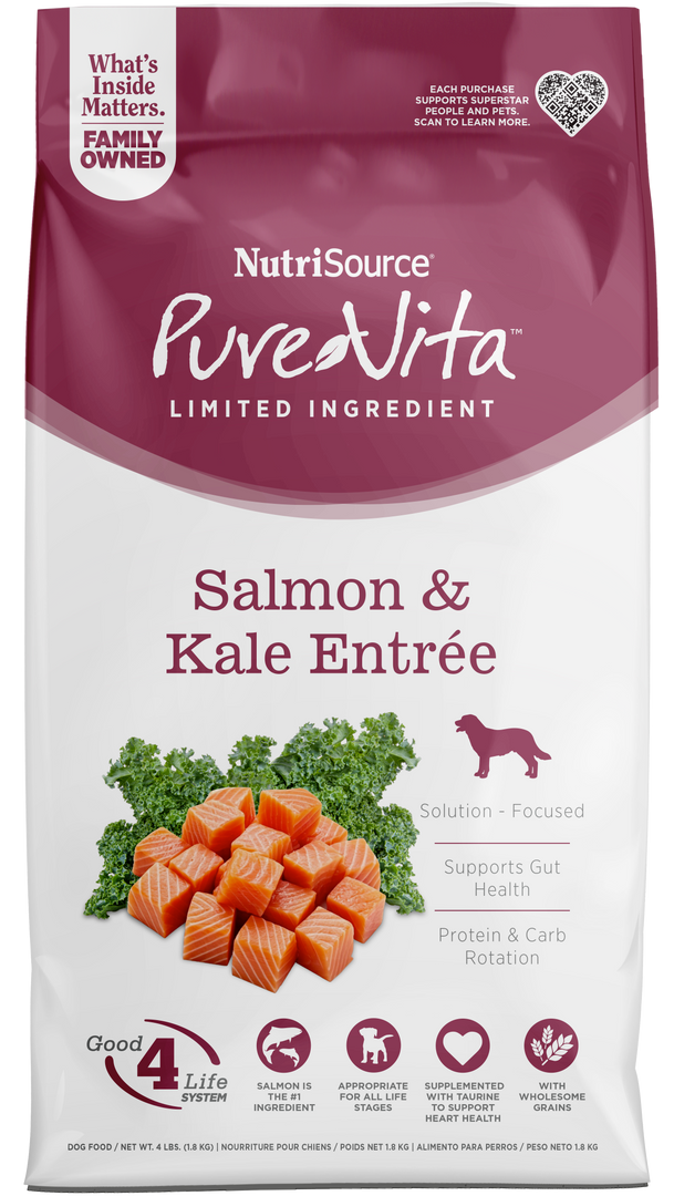 NutriSource PureVita - Chien Saumon et Chou Frisé - Nourriture Sèche à Ingrédients Limités pour Chiens