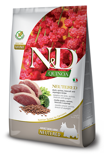 Famina N&D Quinoa - Stérilisé, Canard - Nourriture Sèche Sans Grains pour Chiens Petites Races