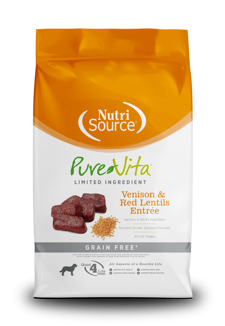 NutriSource PureVita - Chien Venaison et Lentilles - Nourriture Sèche à Ingrédients Limités Sans Grains pour Chiens