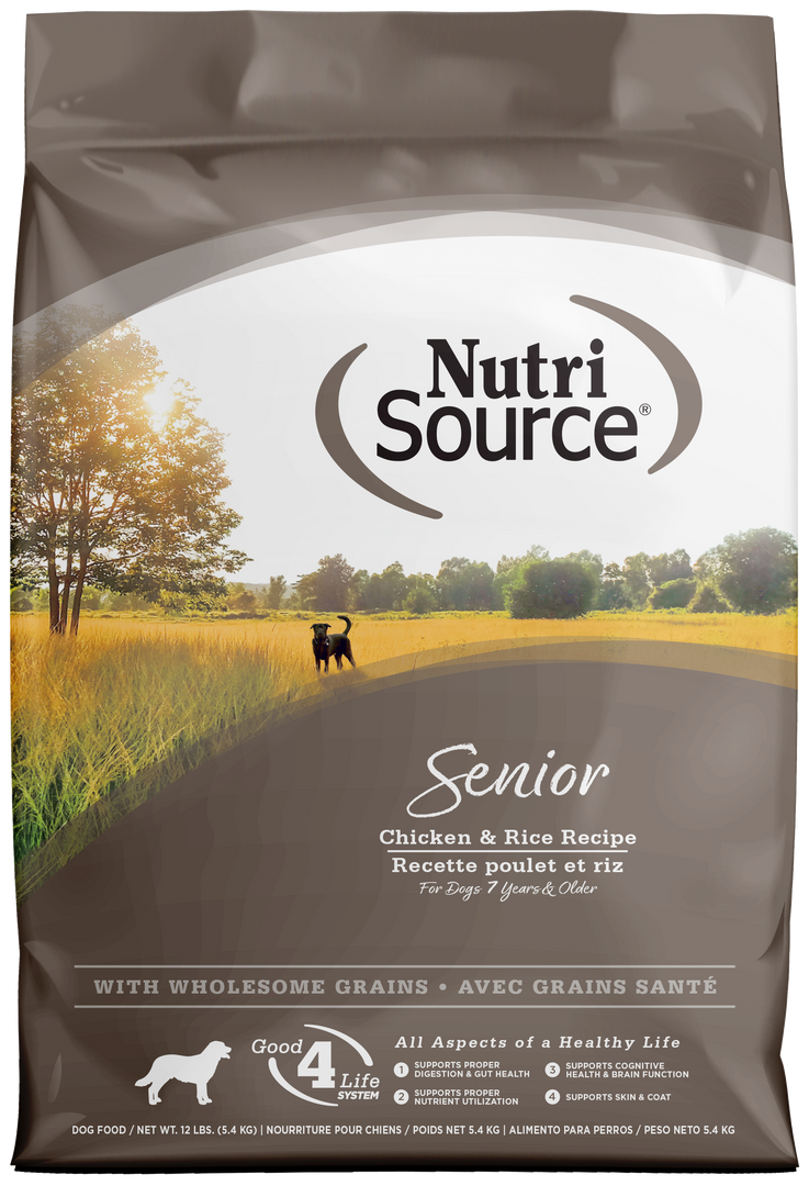 NutriSource - Chien Sénior Poulet et Riz - Nourriture Sèche pour Chiens Âgés