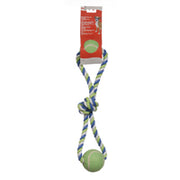 Dogit - Boucles en Corde de Coton avec 2 Balles de Tennis 46 cm - Jouet Interactif à Mâcher pour Chiens