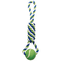 Dogit - Corde de Coton en Spirale avec Balle de Tennis 46 cm - Jouet Interactif à Mâcher pour Chiens