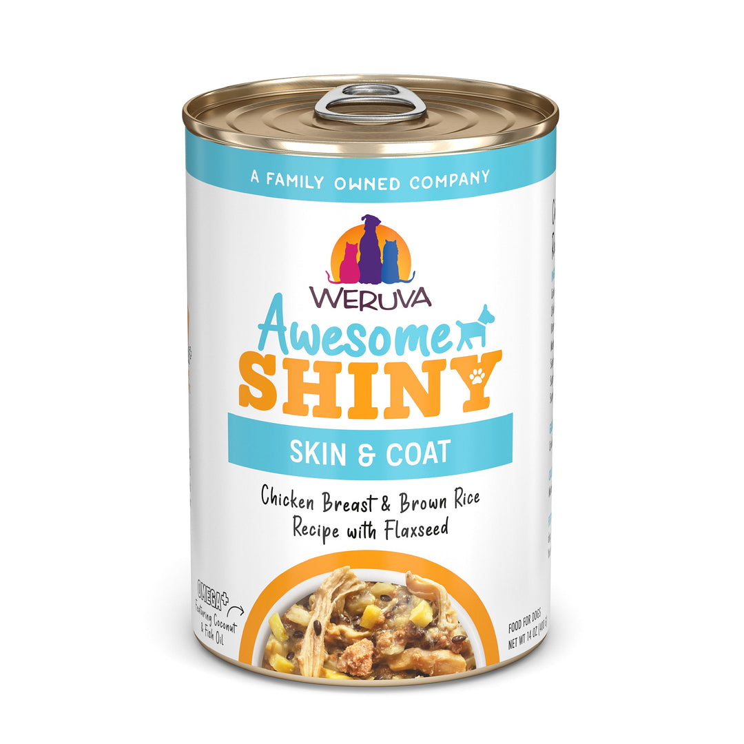 Weruva Functional - Chien "Awesome Shiny" Peau et Pelage Poitrine de Poulet, Riz Brun et Curcuma en Bouillon - Nourriture Humide Sans Grains pour Chiens