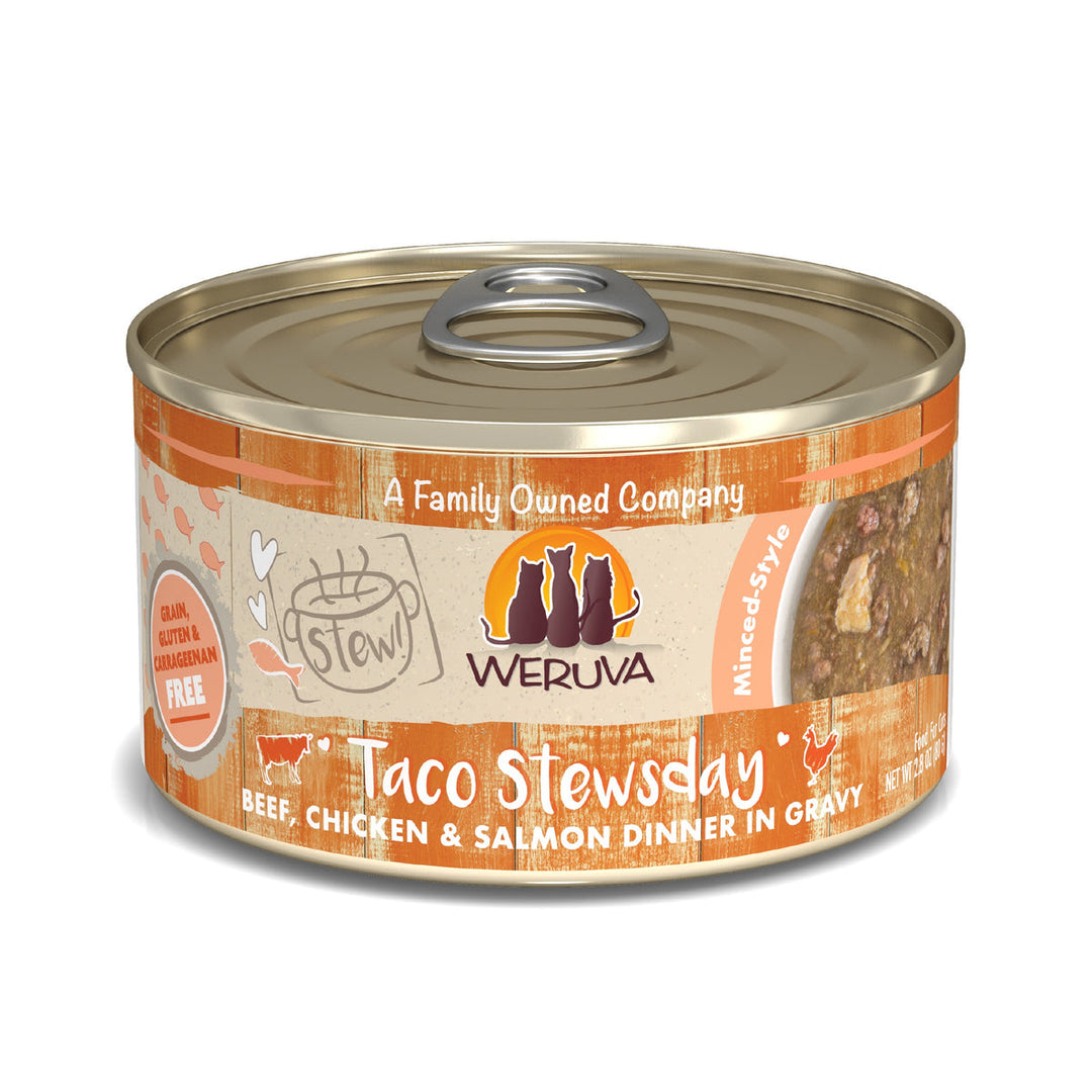 Weruva Classic - Taco Stewsday - Boeuf, Poulet et Saumon en Sauce - Nourriture Humide Sans Grains pour Chats