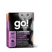 GO! CARNIVORE Chat Tetra Pak Pâté Poulet, Dinde & Canard SG 182g