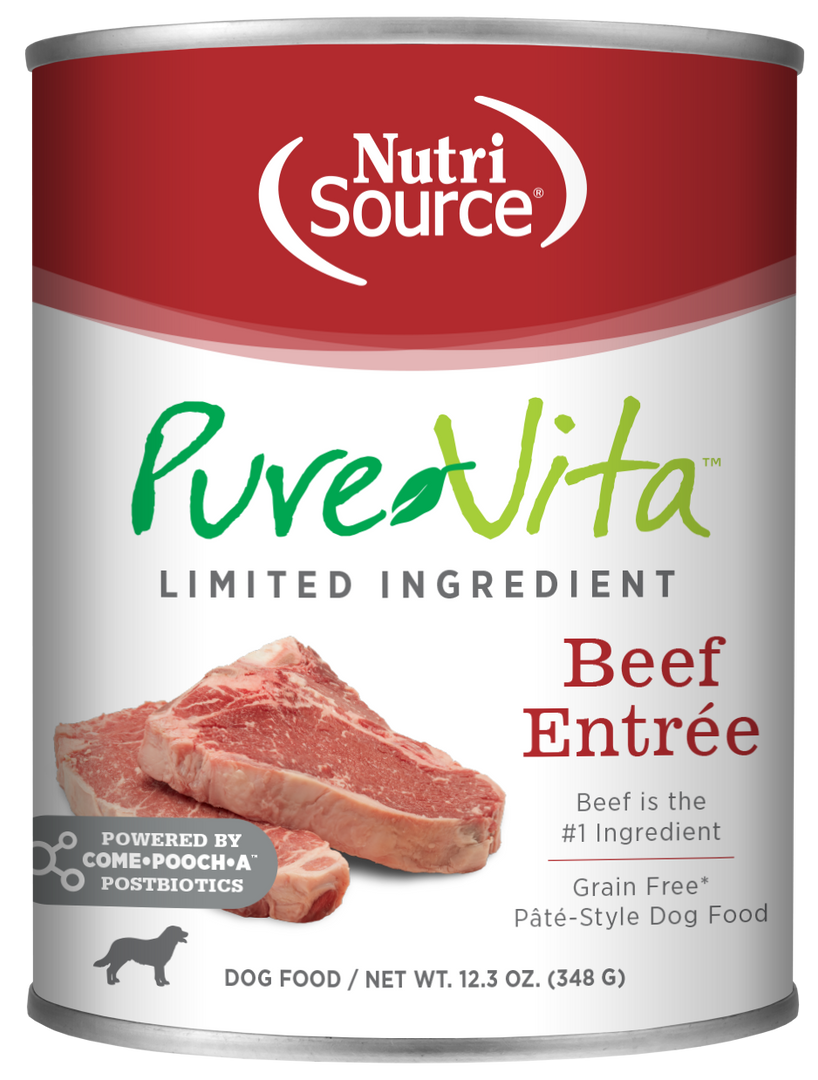 NutriSource PureVita - Chien Pâté de Boeuf à Ingrédients Limités - Nourriture Humide Sans Grains pour Chiens