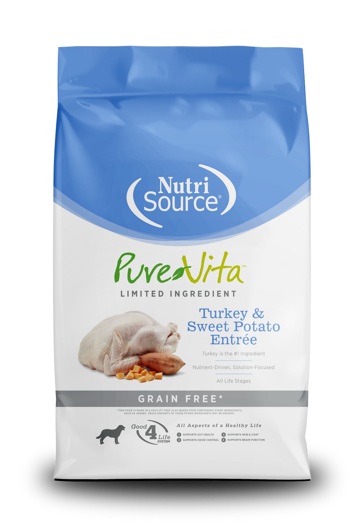 NutriSource PureVita - Chien Dinde et Patate Douce - Nourriture Sèche à Ingrédients Limités Sans Grains pour Chiens