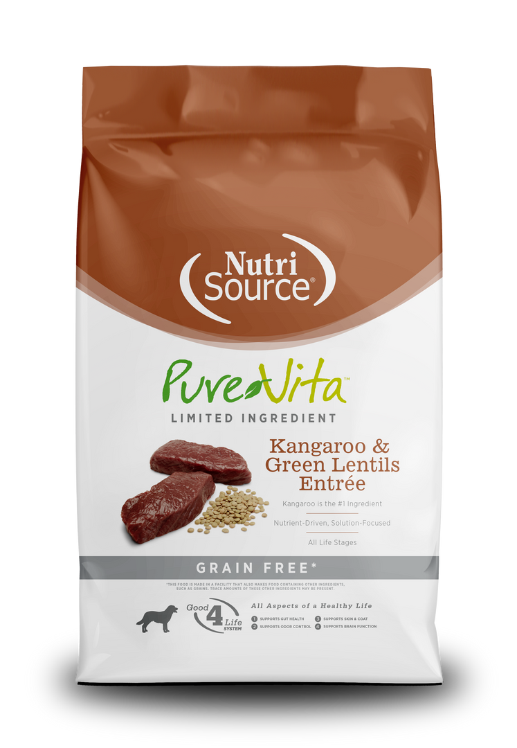 NutriSource PureVita - Chien Kangourou et Lentilles - Nourriture Sèche à Ingrédients Limités Sans Grains pour Chiens
