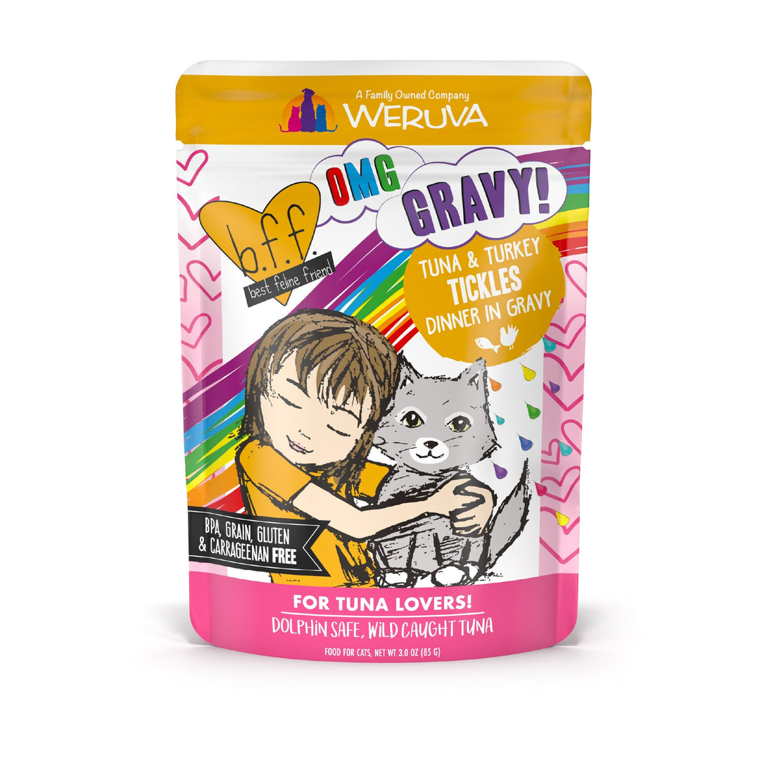 Weruva Best Fido Friend Oh My Gravy! - Tickles - Thon et Dinde en Sauce - Nourriture Humide Sans Grains pour Chats en Sachet