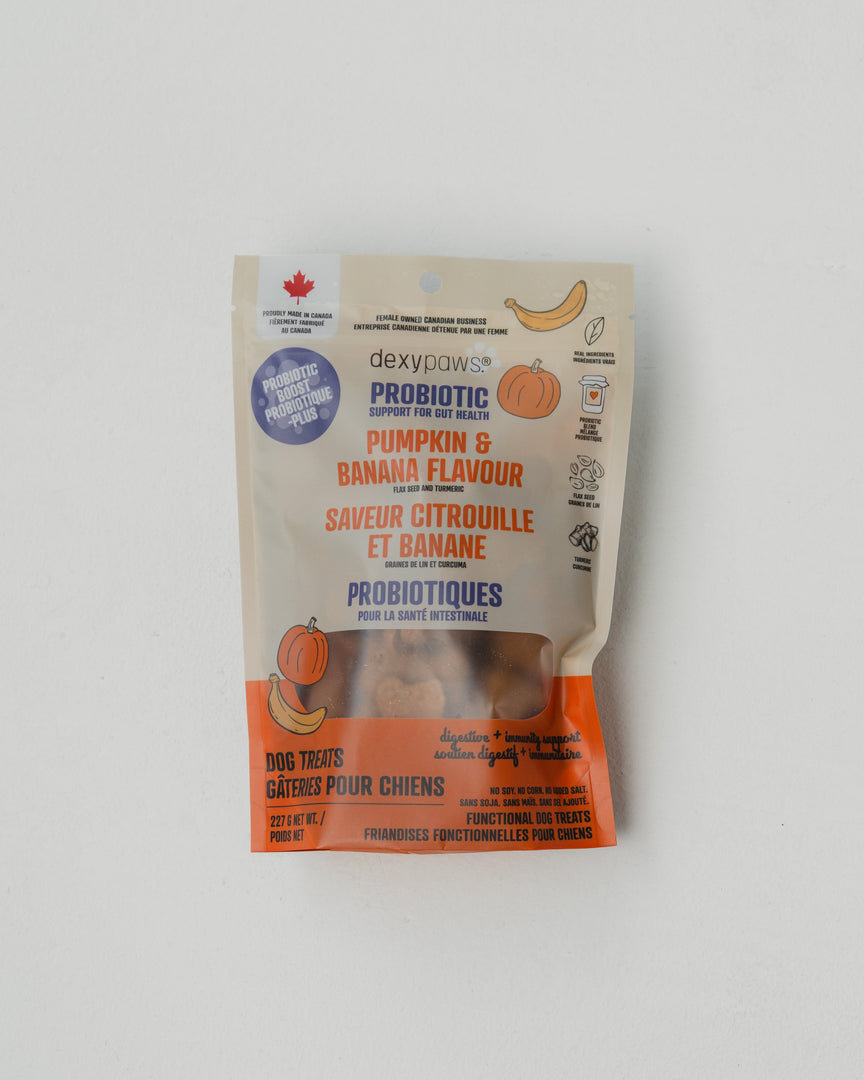 Dexypaws - Probiotique Plus, Citrouille et Banane - Gâteries pour Chiens