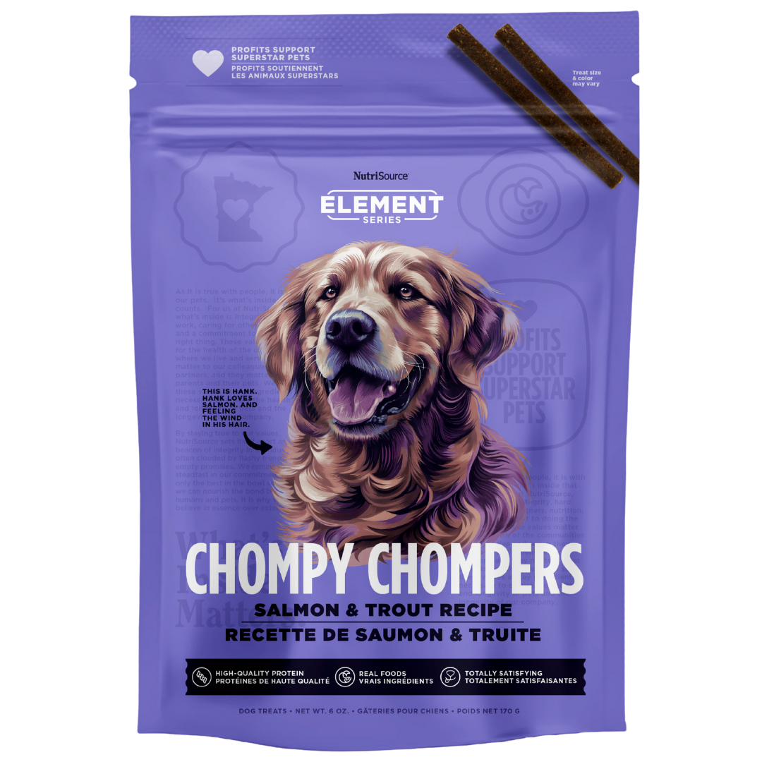 NutriSource Element Chompy Chompers - Saumon et Truite - Gâteries Tendres pour Chiens