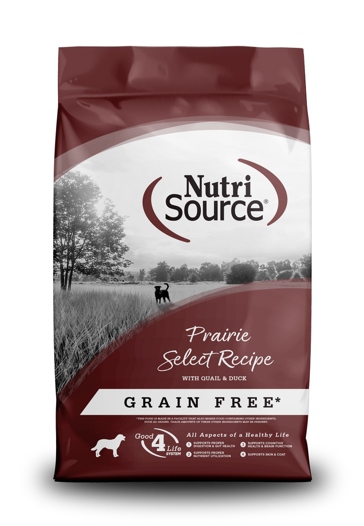 NutriSource - Chien Caille et Canard (Prairie Select) - Nourriture Sèche Sans Grains pour Chiens
